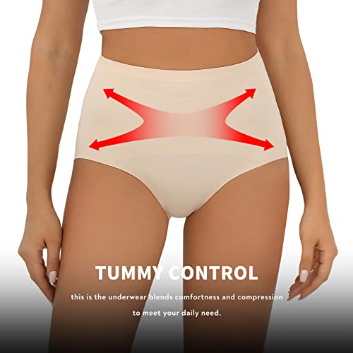 FallSweet No Show Tummy Control Underwear for Women High Waisted Panties Comfy Briefs Pack2