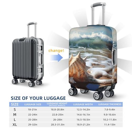 Elastic Travel Luggage Cover for Suitcase Tsa Approved Stretch Scratch-Resistant Suitcase Protector Cover Washable Ocean Sea Wave Seashell Baggage Covers Fits 18-32 Inch Luggage Case2