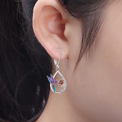 Hummingbird Earrings for Women Sterling Silver Blue Purple Hummingbirds Dangle Earrings Bird Jewelry Charm Gifts for Christmas Mothers Day4