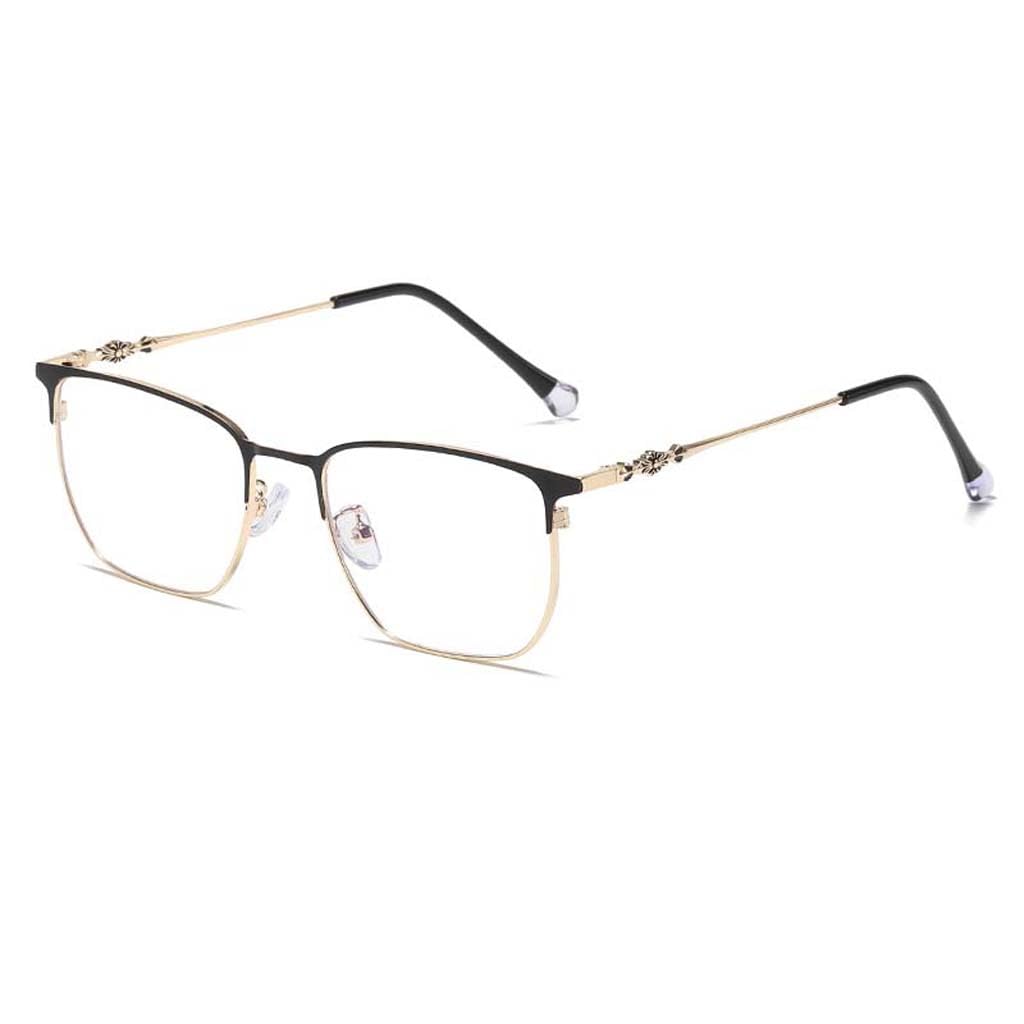 WZX Gafas de Lectura con Montura Grande para Hombre, Gafas de Lectura con luz antiazul, Gafas ópticas rectangulares de Metal semisin Marco con bisagras de Resorte