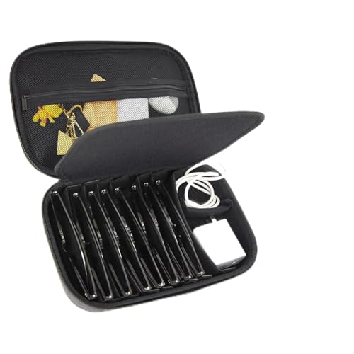 Estojo organizador de viagem com 9 compartimentos para óculos de sol – caixa de armazenamento ajustável para óculos de sol para homens e mulheres, suporte rígido portátil para vários pares (cinza)