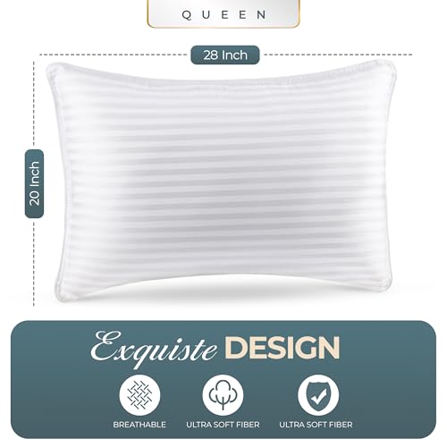 Utopia Bedding Bed Pillows for Sleeping Queen Size (White), Set of 2, Cooling Hotel Quality, for Back, Stomach or Side Sleepers - Image 3
