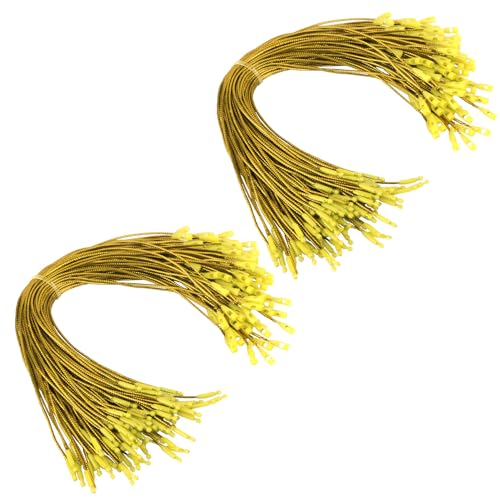 Christmas Hooks for Ornaments, 200 PCS Gold Christmas Ornament String Ribbon Hangers with Snap Hanging Ropes Hooks Cords Locking Xmas Holiday Tree Decorations Toddler Proof Adjustable Pendant