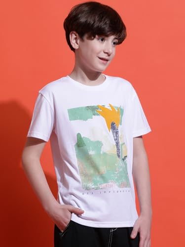 Image of Li'l Tomatoes Boys Cotton T-Shirt | Graphic Printed Half Sleeve Casual Summer Wear | Soft & Breathable | 9-16 Years