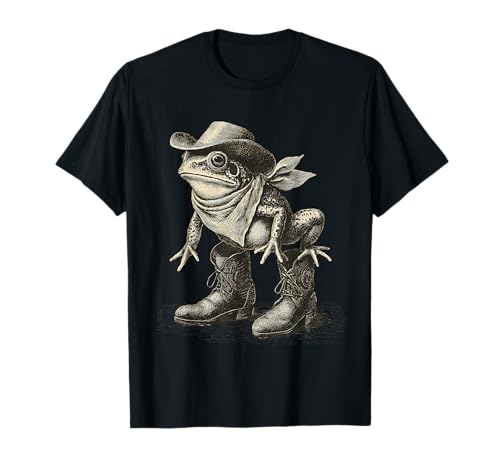 カエル カウボーイ ロデオ カウガール ヒキガエル ヴィンテージ ウエスタン カント Tシャツ