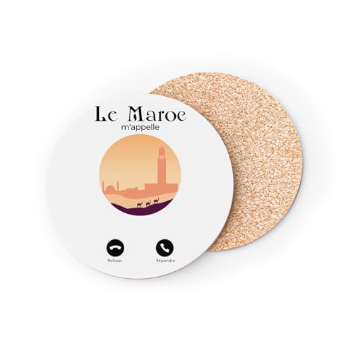 sous Verre Ronds Base Liège- Le Maroc m'appelle Paysages Voyage - 1 unité (95 x 95 mm)