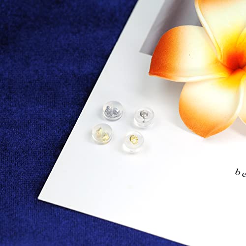 20Pcs Sterling Silver Silicone Earring Backs,Locking Earring Backs For Studs,Secure Earring Backs For Studs,Comfortable No-Irritate Hypoallergenic Earring Backs For Adults (4.5X4.5X4Mm, Silver) #TOP5