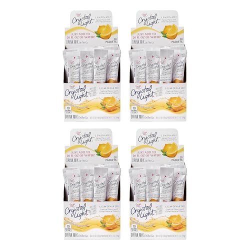 Image of Crystal Light Lemonade, Zesty Lemon Flavored Powdered Drink Mix, Sugar Free Refreshing Beverage, Convenient Travel Size Single Serve Packets, Just Add Water, 30 Count (Pack of 4)