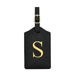 Luggage Tag PU Leather for Suitcase Baggage Handbag Travel Bag Label Suitcase Tag Suitcase Label Tag w. Name Card & Privacy Cover (S)