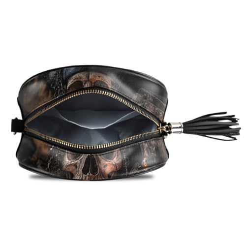 Image of ALAZA Women's Pirate Skull Torch Treasure PU Leather Crossbody Bag Shoulder Purse with Tassel