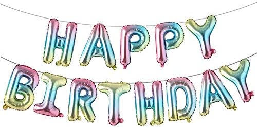 Happy Birthday Balloons, Aluminum Foil Banner Balloons for Birthday Party Decorations and Supplies (Rainbow)