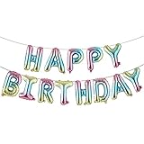 Happy Birthday Balloons, Aluminum Foil Banner Balloons for Birthday Party Decorations and Supplies (