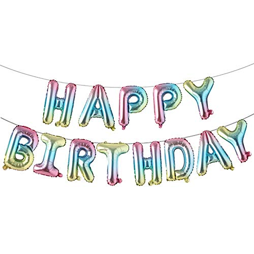 Happy Birthday Balloons, Aluminum Foil Banner Balloons For Birthday Party Decorations And Supplies (Rainbow) #TOP5