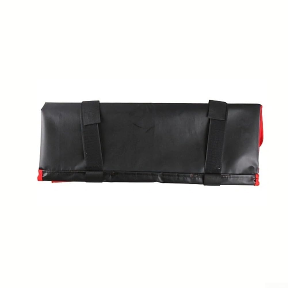 Tappetino per sganciare la pesca, 140 x 35 cm, con metro a nastro integrato, per pesci predatori, ginocchiere imbottite per carpa, luccio e altre specie d'acqua dolce, nero e rosso