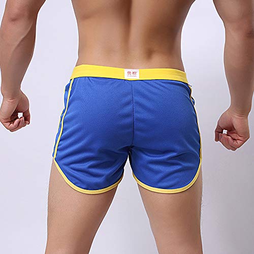 Rexcyril Shorts masculino para corrida musculação academia esportivo casual calças curtas, Azul, Med