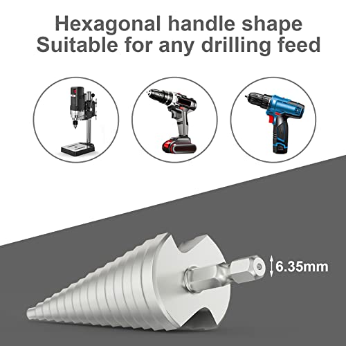 flintronic Wiertło stopniowe, 3 szt., 4 mm do 12, 20, 32 mm, stal szybkotnąca HSS z powłoką tytanową, wiertło z podwójnym rowkiem do tworzywa sztucznego, drewna, metalu
