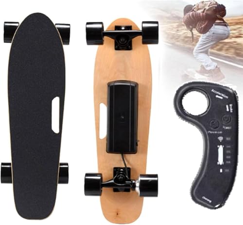 FJYAWEN Patineta Eléctrica Todoterreno, Longboard Eléctrico De 350 W, Velocidad Máxima De 20 Km/H, Alcance De 8 Km, Ascenso De 15°, 3 Velocidades Ajustables, Batería De 2000 Mah con Control Remoto