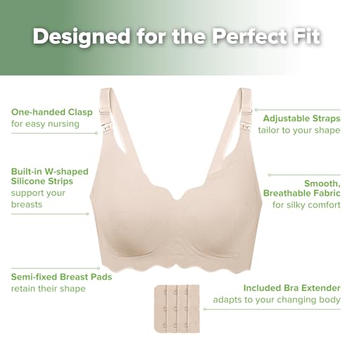 haakaa Nursing Bras for Breastfeeding, Ultra-Comfort Seamless Maternity Bra with Jelly-Strip Support4
