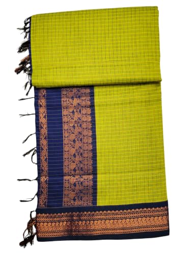 Image of Pure Kalyani Cotton Saree | Zari Border & Blouse Piece - Lata Gadwal Design | Traditional Saree