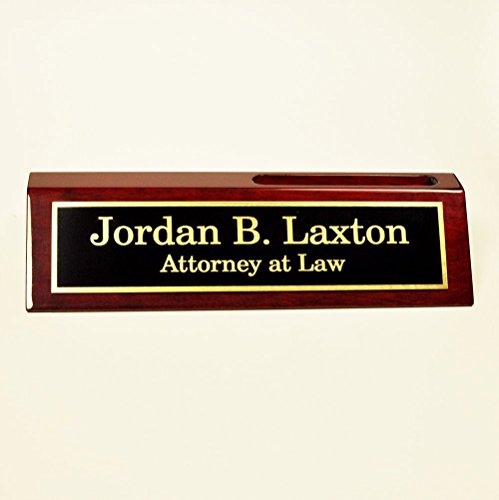 Desk Name Plates | Free Engraving | Custom Name Plates | 2" x 8" with Business Card Slot - Thumbnail 2