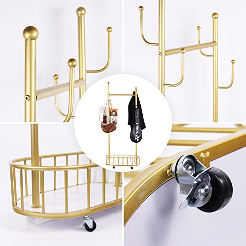 Zhanyun Gold Metal Garment Rack, Clothes Racks On Wheels, Rolling Clothing Rack With A Hanging Rod And Bottom Storage Basket Shelves (Gold) #TOP2