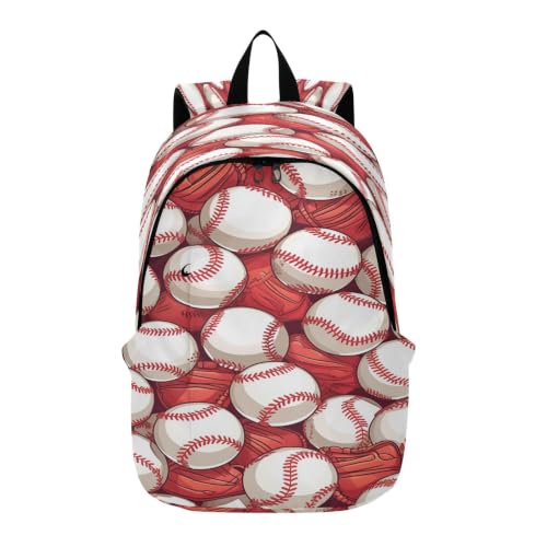 Sac à dos portable léger baseball rouge blanc cartable voyage
