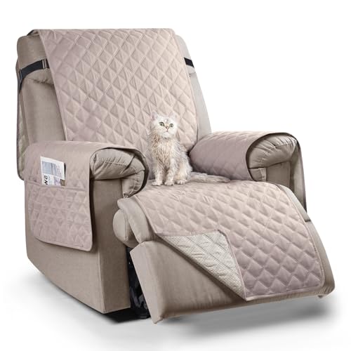 TAOCOCO Fundas para Sofa 1 Plaza con Bolsa de Almacenamiento, Funda Sillon Relax Reclinable Impermeable, Funda de sofá para Mascotas Lavable, antiarañazos y antisuciedad.（Caqui/Recliner）