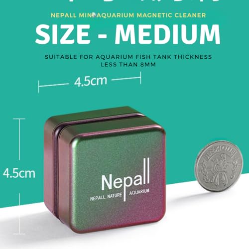 Image of Nepall Premium Gradient Colour Scratch Proof Aquarium Fish Tank Magnetic Cleaner | Floating Type Algea Scrapper | No Need to Wet Your Hands for Fish Tank Cleaning (Medium | 4.5CM | Works Upto 10MM)