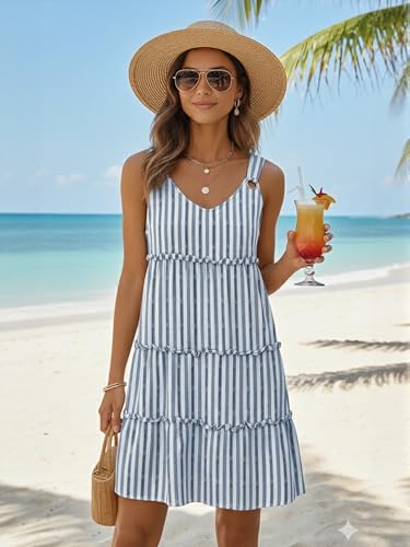 Image of ETCYY Sundresses for Women 2026 Vacation Swimsuit Cover Ups Boho Floral Beach Dress T-Shirts Tank Dresses