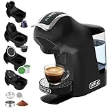KOTLIE EM-308B Espresso Machine, Single Serve Coffee Maker Compatible with Multiple Capsule Types, Ground Coffee, and ESE Pods, 3 Temperatures, 7 Water Volume Levels, 34 Oz (Black)