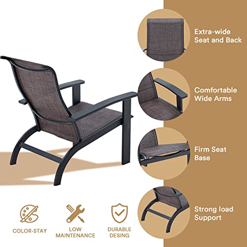 Vicllax Adirondack Chair Set Of 2, Weather-Resistant Outdoor Furniture Lawn Chair, Fire Pit Lounge Chairs For Porch Yard Deck Garden, Brown & Black #TOP4