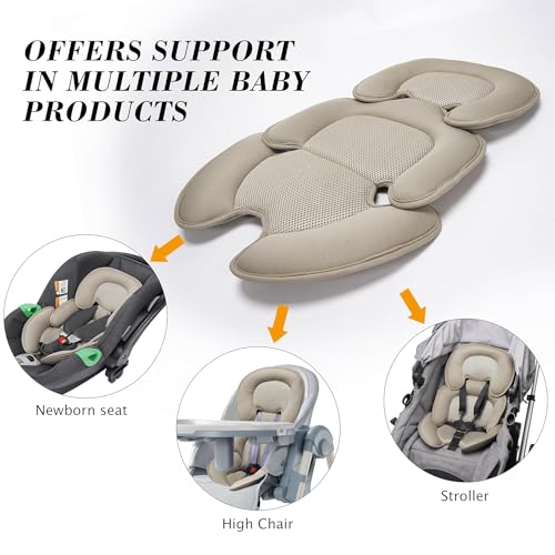 storchenbeck Neugeborenes Baby-Kissen mit 3D-Netzstoff für Stroller, Autositz und Hochstuhl - Atmungsaktive Einlage zur Unterstützung des Babys (Beige)