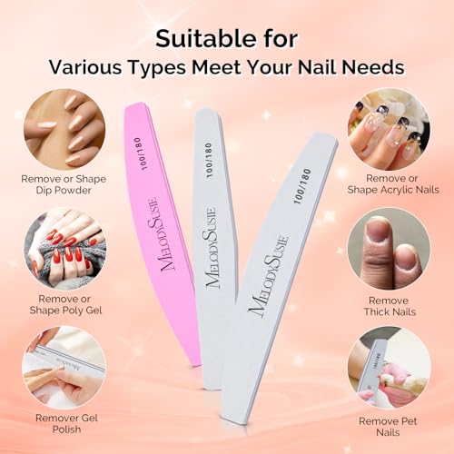 Image of MelodySusie 9Pcs Nail Buffers Set,Nail Files and Buffers,100 /180 Grit, Diamond Nail Buffer, Professional Nail Care Tools Kit for Home Use,Salon