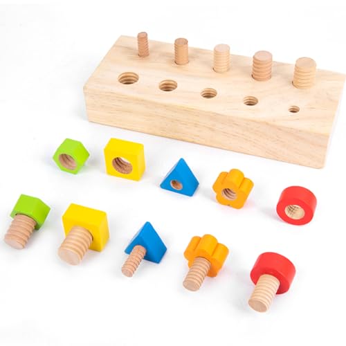 Children Nut Bolts Education Toys Montessori Color Shape Wooden Sensory Toy Kids Fine Motor Skill Screw Board Matching Cognition Game