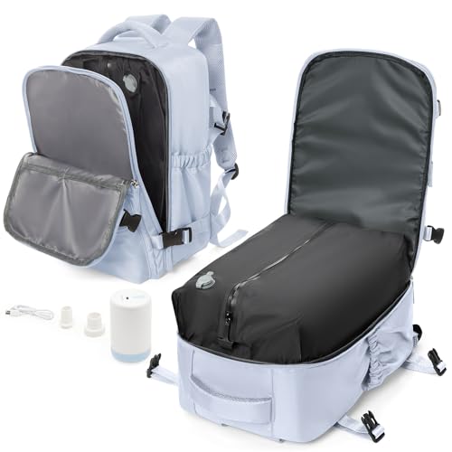 Image of winspansy Vacuum Backpack Travel Essentials with Air Pump Compression Bags for Travel Carry on Flight Approved Seal Vacpack Personal Item Backpack with Vacuum System for Women Men Gray