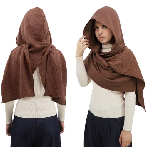 Women Men Fashion Shawl Scarf Cape | Multifunctional Hooded Cowl | Medieval Linen Cotton Cowl Hood |Vintage Goth Costume3