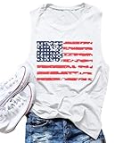 FAYALEQ American Flag Print Tank Tops Women USA Stars Stripes Patriotic T Shirt Summer Loose Vest Tees