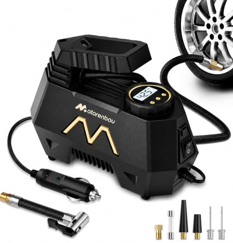 Tire Inflator Portable Air Compressor, Air Pump for Car Tires-9.84 Ft Cord,12V DC-Powered Auto Pump with Digital Pressure Gauge,Emergency LED Light, Car Accessories for Motorcycle Bicycle Ball Balloon