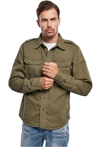 Brandit Vintage Shirt Long Sleeve, color: olive, size: M