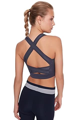 Trendyol Damski sportowy biustonosz sportowy z kwadratowym kołnierzem, Szary, XS