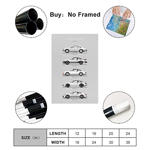 Kamuff Car Poster Walls Canvas 911 Gt Turbo Carrera Posters Wall Art Canvas For Boys Room Banner For Mancave Garage Bedroom Unframe-Style 12X18Inch(30X45Cm) #TOP1