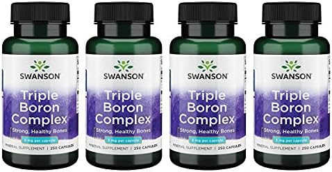 Swanson Triple Boron Complex - Natural Bone Health & Joint Support - Mineral Supplement Featuring Citrate, Aspartate & Glycinate - (250 Capsules) 4 Pack