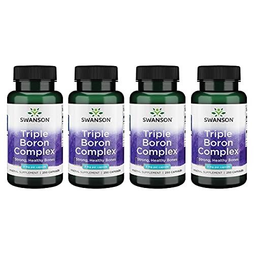 Swanson Triple Boron Complex - Natural Bone Health & Joint Support - Mineral Supplement Featuring Citrate, Aspartate & Glycinate - (250 Capsules) 4 Pack #TOP13