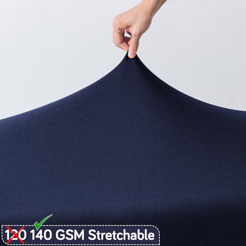 Image of HOKIPO 'SereneSolids' 140 GSM Dining Bench Cover Stretchable Slipcover, Navy Blue (AR-6245-NBL)