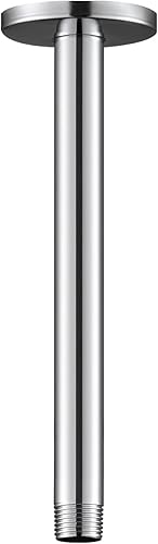 Vista 22 de OFFO Brazo de ducha con brida, 6 pulgadas de níquel cepillado para montaje en techo, cabezal de ducha de lluvia de repuesto, brazo recto montado