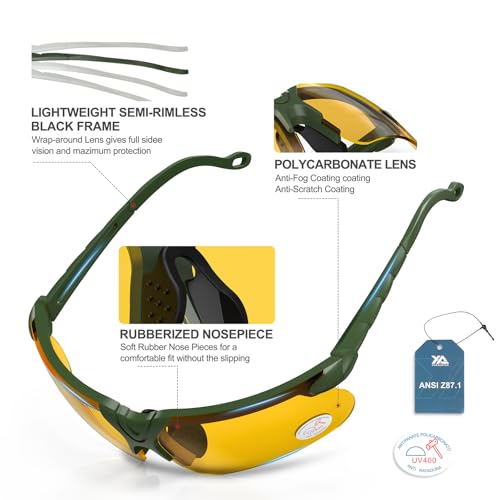 Image of xaegistac Shooting Glasses with Case-Safety Glasses Anti Fog | Z87.1 Certificated Impact Resistance Safety Glasses for Hunting Shooting Sports