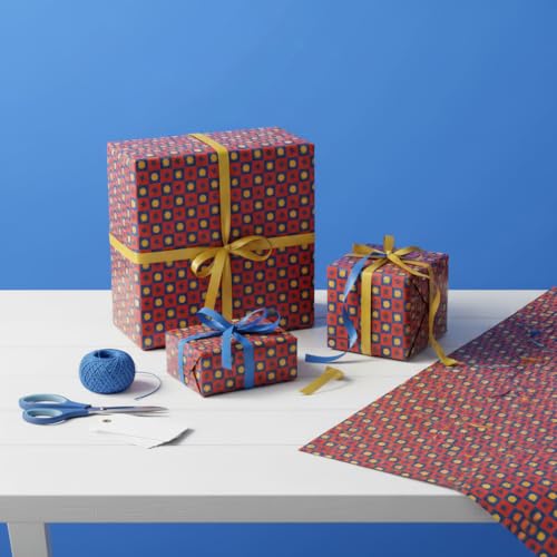 Image of QIPS | NUKKAD Printed Gift Wrapping Paper - Pack of 10 Sheets (19 inch x 29 inch) | Glossy Finish, 80 GSM Acid-Free Paper | Ideal for Birthdays, Baby Showers & Festivals (Floral Checks)