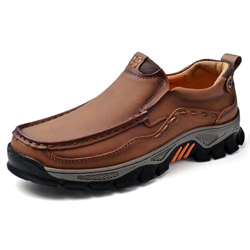 Waterproof Shoes for Men, Outdoor Casual Oxford, Lightweight Hiking Shoes, Breathable Leather Loafers, Comfortable Walking Sneakers