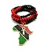 Pan Colored Eye of Heru on Ankh, Ankh in Africa Map Pendant 6mm 24" Multi Wooden Bead Necklace in Gold Tone (Ankh in Africa)