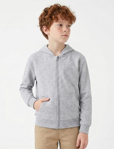 Image of Spring&Gege Boys Zip up Hoodie Soft Solid Classic Full Zip Hooded Sweatshirts for Kids (3-14 Years)